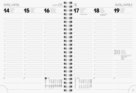 Wochenkalender Buchkalender 2022 Blattgröße 14,8 x 20,8 cm