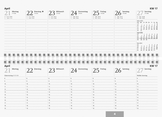 Wochenkalender Tischkalender 2022 Blattgröße 29,7 x 10,5 cm