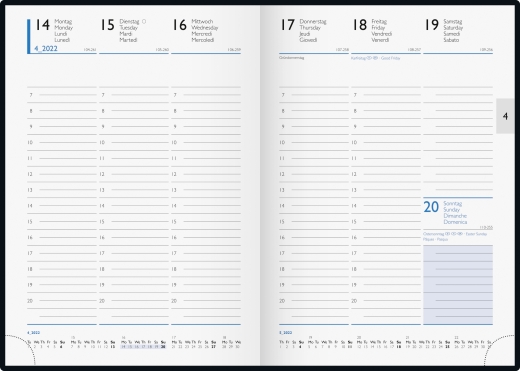 Wochenkalender Buchkalender 2022 Blattgröße 14,8 x 20,5 cm