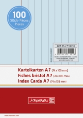Karteikarten A7 liniert, 6 mm Zeilenabstand, rote Kopflinie, graue Querlinien blau