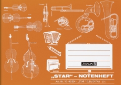 Notenheft Star-Notenheft A5 quer Elementarlineatur, 4 Systeme