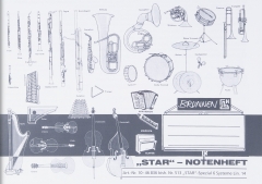 Notenheft Star-Notenheft A5 quer 6 Systeme, Hilfslinien