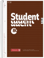 Collegeblock Student A4 5 x 9 mm rautiert Deckblatt: braun