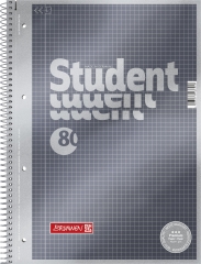 Collegeblock Premium Student A4 kariert, mit Randlinie innen Deckblatt: anthrazit-metallic