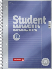 Collegeblock Premium Student A4 liniert, mit Rand, Lin. 25 Deckblatt: blau-metallic