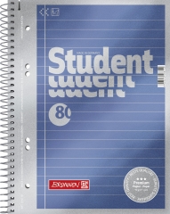 Collegeblock Premium Student A5 liniert, mit Randlinie innen Deckblatt: blau-metallic