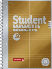 Collegeblock Premium Student Vokabeln A4 liniert, mit Teilungslinie, Lin. 53 Deckblatt: gelb-metal