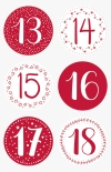 Sticker Zahlen Advent 10 x 19 cm Sticker Ø 4 cm rot
