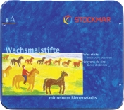 Wachsmalstifte zitronengelb, orange, karminrot, grün, blau, blauviolett, rotbraun, schwarz