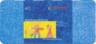 Wachsmalblöcke weiß, zitronengelb, goldgelb, orange, karminrot, zinnoberrot, gelbgrün, grün, blaugrü