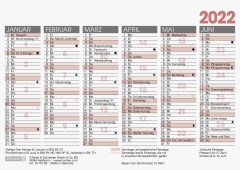 Jahreskalender Tischkalender 2022 A6 quer